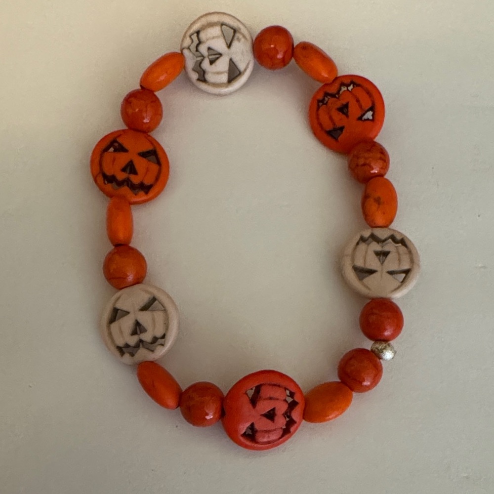 Halloween Pumpkin Bead Bracelet